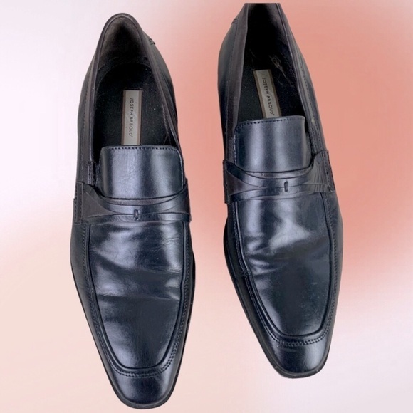 Joseph Abboud Black Leather Slip On Dress Shoes Size 9 - Picture 4 of 9